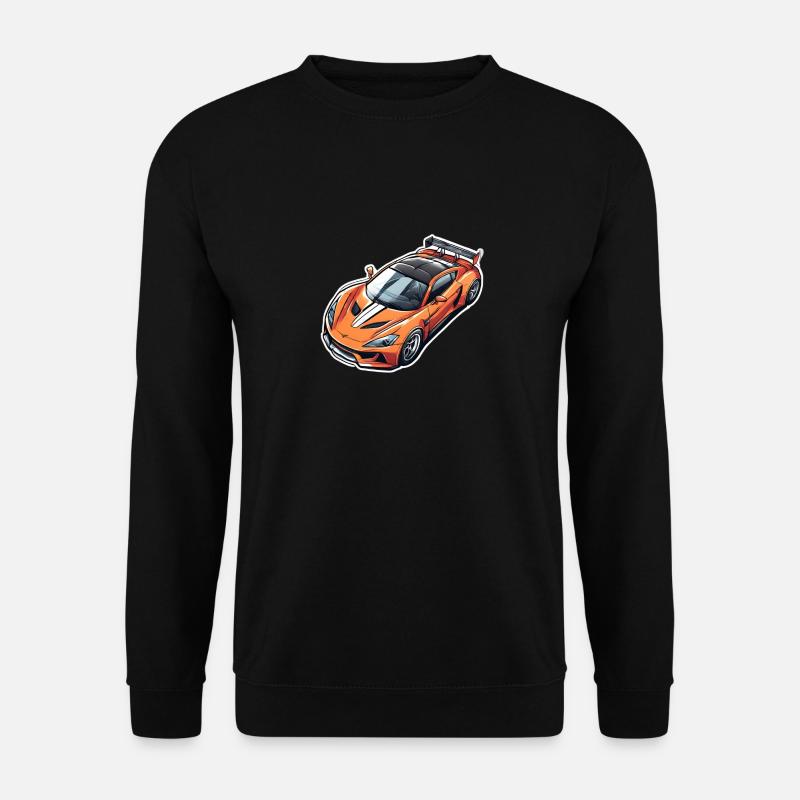 Orange Rennmaschine / Sportwagen - Unisex Pullover - Schwarz