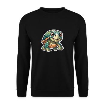 Jeune tortue joyeuse - Sweat-shirt Unisexe - noir - Devant - Alina (178cm) & Michal (187cm)