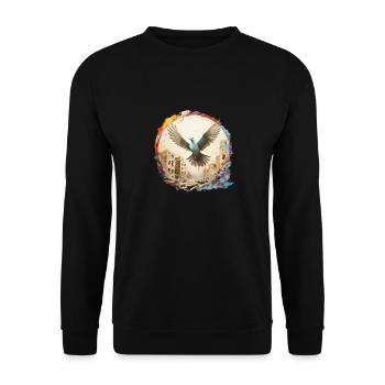Friedenstaube - gegen Krieg, für Frieden - Unisex Pullover - Schwarz - Vorne - Alina (178cm) & Michal (187cm)