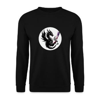 Stylish Tattooed Dragon - Unisex Sweatshirt - black - Front - Alina (178cm) & Michal (187cm)