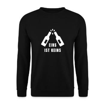 EINS IST KEINS - Lustiges Bier T-Shirt Motiv, weiß - Unisex Pullover - Schwarz - Vorne - Alina (178cm) & Michal (187cm)