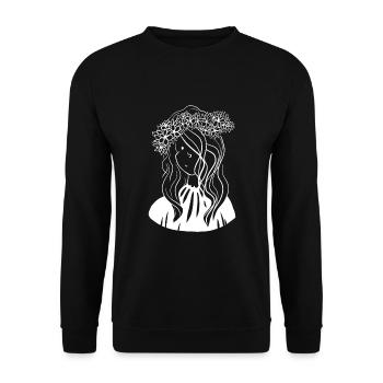 Illustration Woman Flowers Hair - Unisex Sweatshirt - black - Front - Alina (178cm) & Michal (187cm)