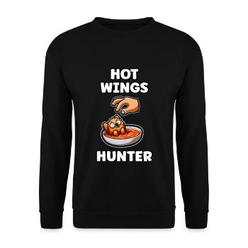Hot Wings Chicken Wings Chicken Geschenk - Unisex Pullover - Schwarz - Vorne - Alina (178cm) & Michal (187cm)