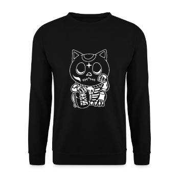 Porte-bonheur Maneki Neko Japon - Sweat-shirt Unisexe - noir - Devant - Alina (178cm) & Michal (187cm)