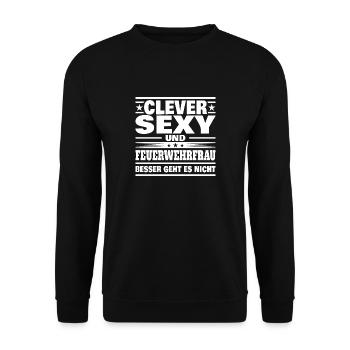 Clever Feuerwehrfrau - Unisex Pullover - Schwarz - Vorne - Alina (178cm) & Michal (187cm)