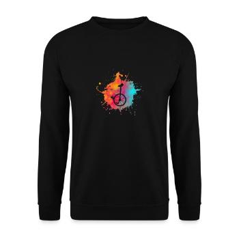 Color speckle unicycle riding gift cycling - Unisex Sweatshirt - black - Front - Alina (178cm) & Michal (187cm)
