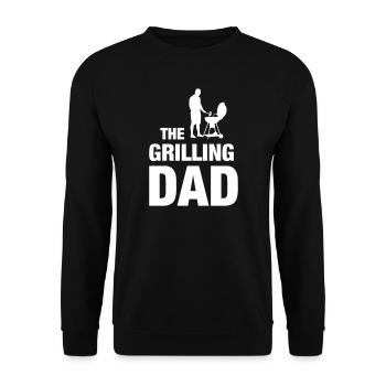 Papa grillen Vater Grillkönig Grillmeister lustig - Unisex Pullover - Schwarz - Vorne - Alina (178cm) & Michal (187cm)