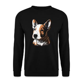 Bullterrier Welpe - Unisex Pullover - Schwarz - Vorne - Alina (178cm) & Michal (187cm)