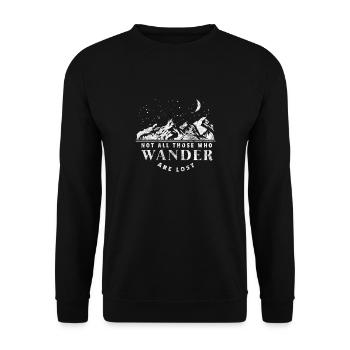 Not all those who wander are lost gift hiking - Unisex Sweatshirt - black - Front - Alina (178cm) & Michal (187cm)