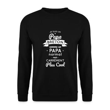 Papa Breton comme un papa normal mais plus cool - Sweat-shirt Unisexe - noir - Devant - Alina (178cm) & Michal (187cm)