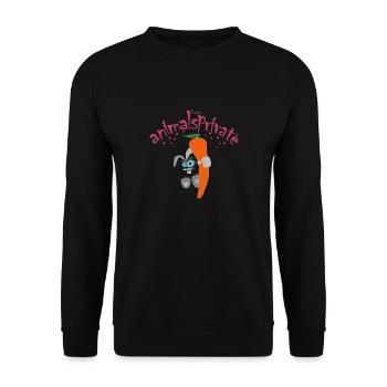 animalsprivate Hase bunt - Unisex Pullover - Schwarz - Vorne - Alina (178cm) & Michal (187cm)
