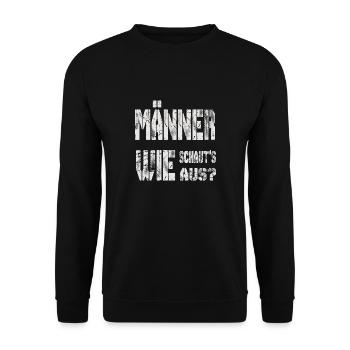 Männer wie schauts aus? - Unisex Pullover - Schwarz - Vorne - Alina (178cm) & Michal (187cm)