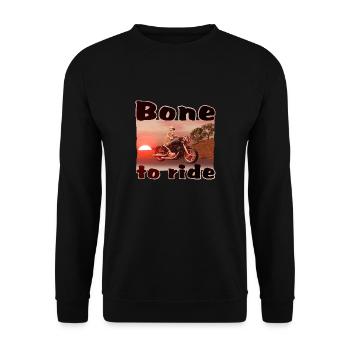 Bone to ride - skeleton on motorcycle - Unisex Sweatshirt - black - Front - Alina (178cm) & Michal (187cm)