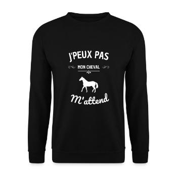 j'peux pas mon cheval m'attend ! cadeau cheval - Sweat-shirt Unisexe - noir - Devant - Alina (178cm) & Michal (187cm)