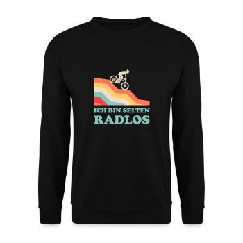 Ich Bin Selten Radlos Fahrrad Mountainbike Retro - Unisex Pullover - Schwarz - Vorne - Alina (178cm) & Michal (187cm)