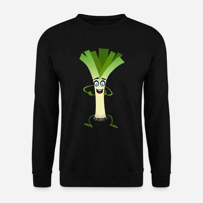 Lauch Gemüse Lächeln Zeichnung Humor Spaß lustig - Unisex Pullover - Schwarz