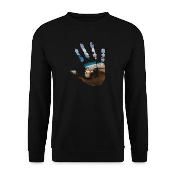 Empreinte de main avec motif de plage - Sweat-shirt Unisexe - noir - Devant - Alina (178cm) & Michal (187cm)