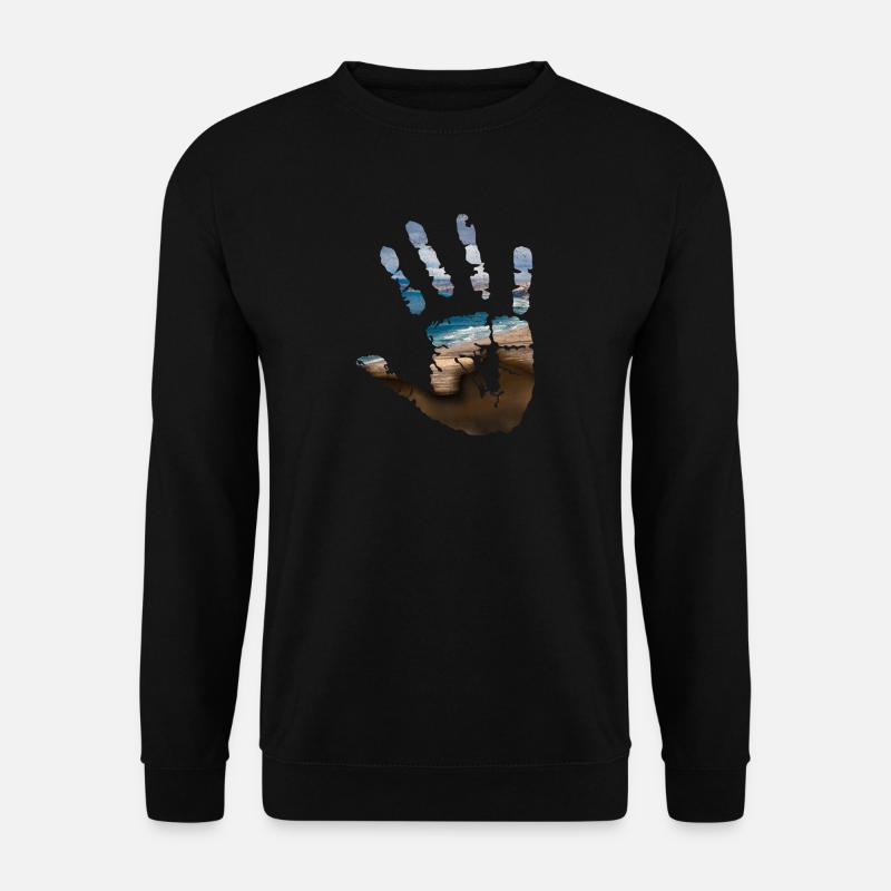 Handabdruck mit Strandmotiv - Unisex Pullover - Schwarz