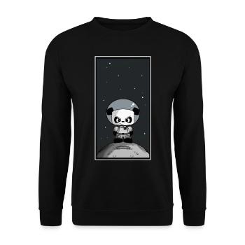 süßer Panda Astronaut Weltall Mond Universum All - Unisex Pullover - Schwarz - Vorne - Alina (178cm) & Michal (187cm)