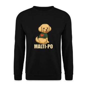 Süßer Maltipoo mit Herzshirt Wortspiel Maltipo - Unisex Pullover - Schwarz - Vorne - Alina (178cm) & Michal (187cm)