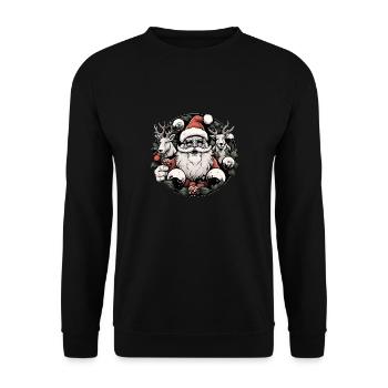 Santa Claus with deer and sunglasses - Unisex Sweatshirt - black - Front - Alina (178cm) & Michal (187cm)