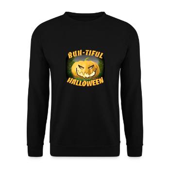 Halloween Kürbis - Unisex Pullover - Schwarz - Vorne - Alina (178cm) & Michal (187cm)