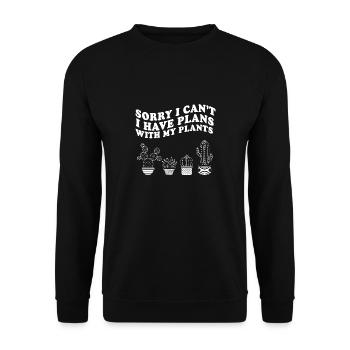 Je ne peux pas J’ai des projets avec mes plantes Cactus Plant - Sweat-shirt Unisexe - noir - Devant - Alina (178cm) & Michal (187cm)