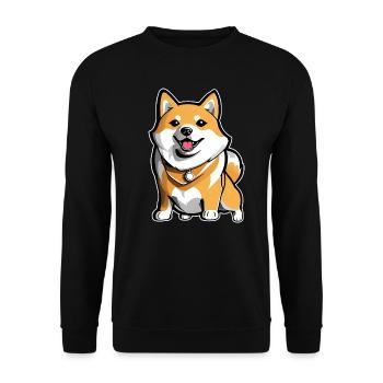 Süßer Shiba Inu Hund - Unisex Pullover - Schwarz - Vorne - Alina (178cm) & Michal (187cm)