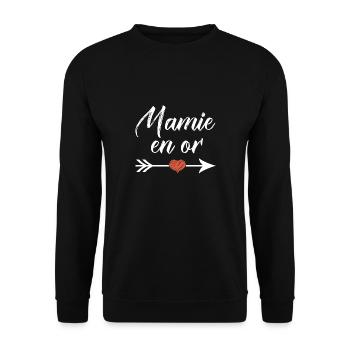 mamie en or cadeau mamie - Sweat-shirt Unisexe - noir - Devant - Alina (178cm) & Michal (187cm)