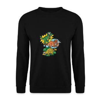 Funny Dinosaurs For Kids Cartoon Comic - Unisex Sweatshirt - black - Front - Alina (178cm) & Michal (187cm)