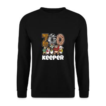 Zoowärter Zoo Wärter Tier Tierpark Lustig Geschenk - Unisex Pullover - Schwarz - Vorne - Alina (178cm) & Michal (187cm)
