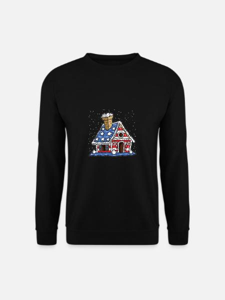 Amerikanisches Lebkuchenhaus USA Weihnachten - Unisex Pullover - Schwarz