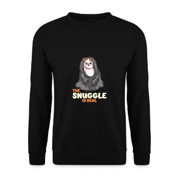 The Snuggle is a real cat in a blanket - Unisex Sweatshirt - black - Front - Alina (178cm) & Michal (187cm)