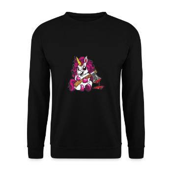 Kawaii Pastell Goth Mord Einhorn - Unisex Pullover - Schwarz - Vorne - Alina (178cm) & Michal (187cm)