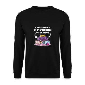 J’ai arrêté mes drames K en coréen ici - Sweat-shirt Unisexe - noir - Devant - Alina (178cm) & Michal (187cm)