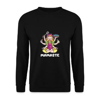 Mamaste Mama Mère Yoga Pose - Sweat-shirt Unisexe - noir - Devant - Alina (178cm) & Michal (187cm)