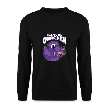 Lassen Sie die Quacken Octopus Quietscheente los - Unisex Pullover - Schwarz - Vorne - Alina (178cm) & Michal (187cm)