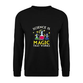 Wissenschaft ist Magie, die funktioniert - Unisex Pullover - Schwarz - Vorne - Alina (178cm) & Michal (187cm)
