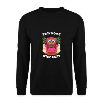 Stay Home Stay Cozy Rocking chair Granpa - Unisex Sweatshirt - black - Front - Alina (178cm) & Michal (187cm)