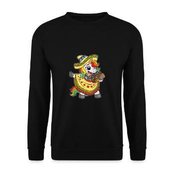 Einhorn Tacos Cinco De Mayo Kinder - Unisex Pullover - Schwarz - Vorne - Alina (178cm) & Michal (187cm)
