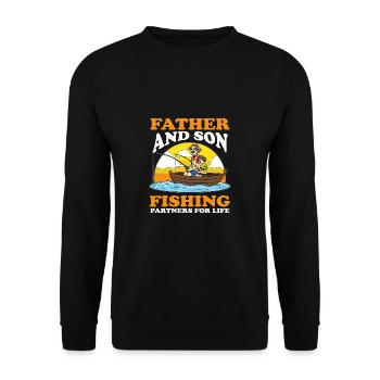 Father And Son Fishing - Unisex Sweatshirt - black - Front - Alina (178cm) & Michal (187cm)