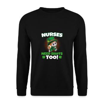 Krankenschwestern brauchen auch Schüsse St. - Unisex Pullover - Schwarz - Vorne - Alina (178cm) & Michal (187cm)