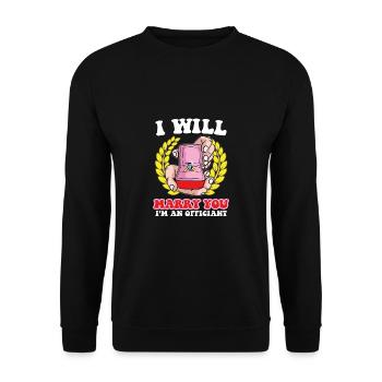 Ich werde dich heiraten Offizieller ordinierter - Unisex Pullover - Schwarz - Vorne - Alina (178cm) & Michal (187cm)