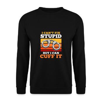 Ich kann Stupid nicht reparieren Aber ich kann es - Unisex Pullover - Schwarz - Vorne - Alina (178cm) & Michal (187cm)