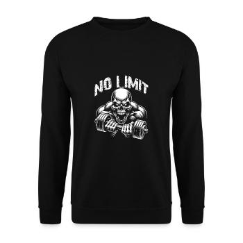 No Limit Hard Workout Skull with Dumbbell - Unisex Sweatshirt - black - Front - Alina (178cm) & Michal (187cm)