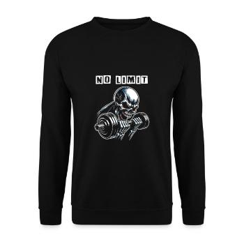 No Limit Workout Bodybuilding Skull with Dumbbell - Unisex Sweatshirt - black - Front - Alina (178cm) & Michal (187cm)