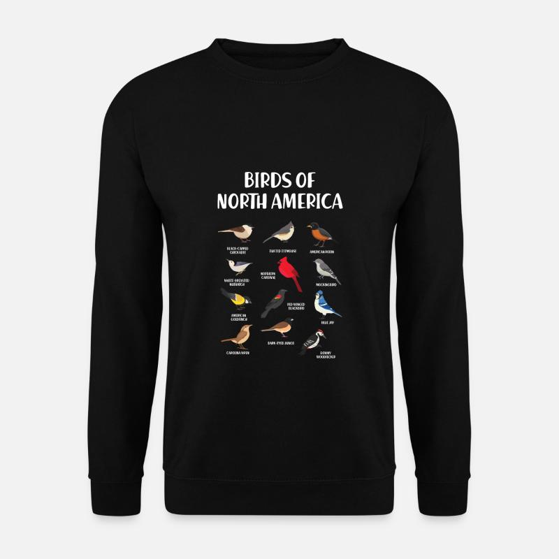 Vögel Arten Nordamerika USA Ornithologe Geschenk - Unisex Pullover - Schwarz