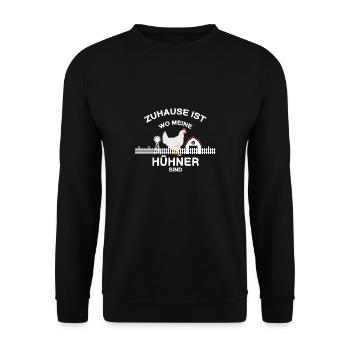 Zuhause ist wo meine Huehner sind - Unisex Pullover - Schwarz - Vorne - Alina (178cm) & Michal (187cm)