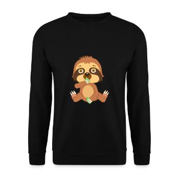 Baby Faultier - Unisex Pullover - Schwarz - Vorne - Alina (178cm) & Michal (187cm)