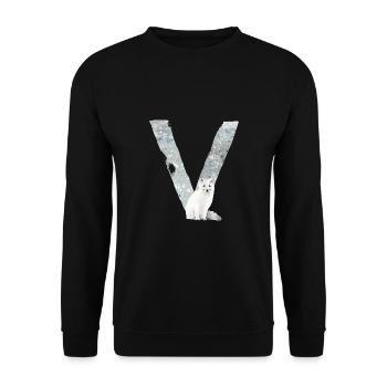 V – caractère décoratif – hiver - Sweat-shirt Unisexe - noir - Devant - Alina (178cm) & Michal (187cm)